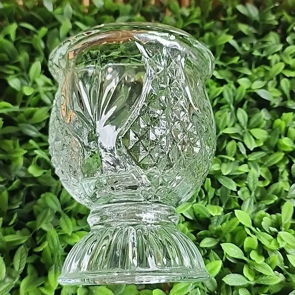 Vintage 80's Tulip Shape Faceted Glass Avon Votive/Taper Candle Holder